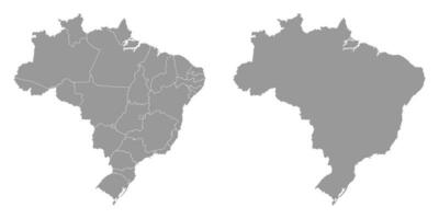 Brésil gris carte avec États. vecteur illustration.