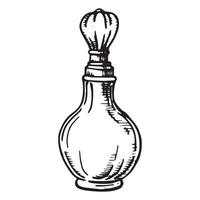 bouteilles avec parfum, vecteur dessin dans esquisser style. ancien