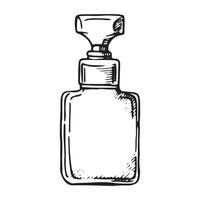 bouteilles avec parfum, vecteur dessin dans esquisser style. ancien