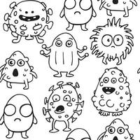 sans couture modèle de mignonne virus et les bactéries personnages. vecteur dessin dans griffonnage style, dessin animé.