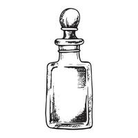 bouteilles avec parfum, vecteur dessin dans esquisser style. ancien