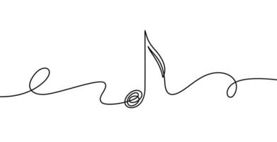 continu ligne la musique note. musical symbole dans un linéaire minimaliste style. branché abstrait vague de mélodie. vecteur contour esquisser de du son