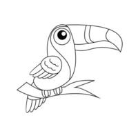 toucan oiseau dessin ligne mignonne noir blanc illustration vecteur
