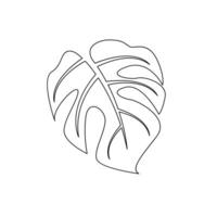 monstera continu ligne illustration vecteur