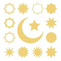 islamique croissant et étoiles symbole icône ensemble. Ramadan fête géométrique conception éléments. musulman modèle vecteur illustration