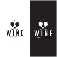 du vin logo avec du vin des lunettes et bouteilles.pour nuit clubs, bars, cafés et du vin magasins. vecteur