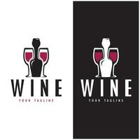 du vin logo avec du vin des lunettes et bouteilles.pour nuit clubs, bars, cafés et du vin magasins. vecteur