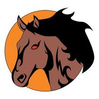 marron cheval avec rouge œil jeu logo vecteur
