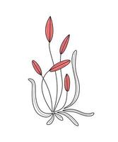 fleur - illustration couleur isolée sur fond blanc. arbuste végétal avec boutons floraux - logo de lignes fines dans un style plat dessiné à la main. boutons floraux - plante asymétrique vecteur