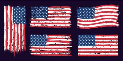Etats-Unis américain grunge drapeau. nous drapeaux graphique conception avec étoiles et rayures et grunge texture. T-shirt imprimer, fond d'écran conception vecteur ensemble