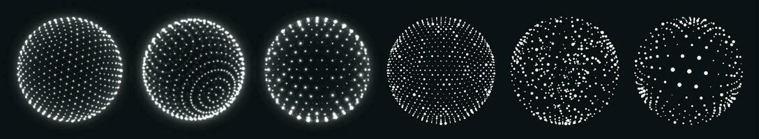 abstrait la grille sphère. réaliste 3d globes ensemble avec points et net ou filaire pour éducation ou science vecteur