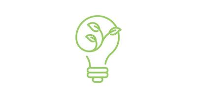 lumière ampoule et plante logo conception élément établi dans ligne et minimaliste style vecteur