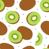 sans couture modèle avec kiwi fruit, kiwi tranche et graines. Frais et juteux alimentaire. vecteur plat illustration isolé sur blanc Contexte