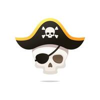 pirate crâne portant une cuir chapeau vecteur isolé sur blanc Contexte.