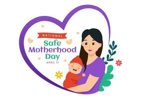 nationale sûr maternité journée vecteur illustration sur 11 avril avec Enceinte mère et des gamins pour le soins de santé de femmes et maternité installations