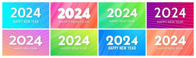 2024 content Nouveau année sur coloré arrière-plans vecteur