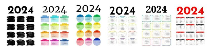 calendrier pour 2024 isolé sur une blanc Contexte vecteur