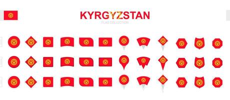 grand collection de Kirghizistan drapeaux de divers formes et effets. vecteur