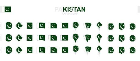 grand collection de Pakistan drapeaux de divers formes et effets. vecteur