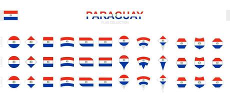 grand collection de paraguay drapeaux de divers formes et effets. vecteur