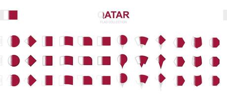 grand collection de Qatar drapeaux de divers formes et effets. vecteur