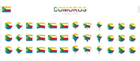 grand collection de comores drapeaux de divers formes et effets. vecteur