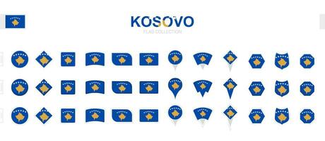 grand collection de kosovo drapeaux de divers formes et effets. vecteur
