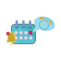 calendrier, cloche notification avec l'horloge temps dans discours bulle illustration vecteur