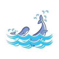 baleine avec mer vague illustration vecteur