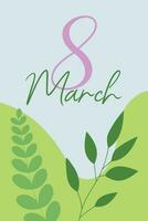 content aux femmes journée Mars 8e salutation carte dans une minimaliste style. vecteur