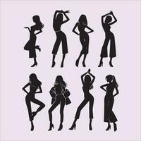 silhouettes de femmes pose. vecteur illustration