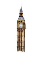Londres Big Ben Tower à partir de peintures multicolores. éclaboussure d'aquarelle, dessin coloré, réaliste. illustration vectorielle de peintures vecteur