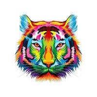 portrait de tête de tigre de peintures multicolores. éclaboussure d'aquarelle, dessin coloré, réaliste. illustration vectorielle de peintures vecteur