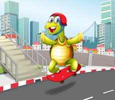 Tortue skate en ville urbaine vecteur