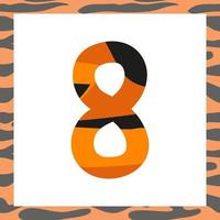 numéro huit avec motif tigre vecteur
