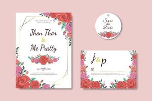 beau vecteur d'invitation de mariage design fleur rose 01