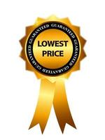 Garantie du prix le plus bas modèle de signe d'étiquette d'or illustration vectorielle vecteur