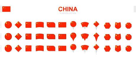 grand collection de Chine drapeaux de divers formes et effets. vecteur