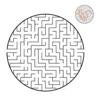 labyrinthe rond abstrait. jeu pour enfants et adultes. casse-tête pour les enfants. énigme du labyrinthe. illustration vectorielle plane isolée sur fond blanc. avec la bonne réponse. vecteur
