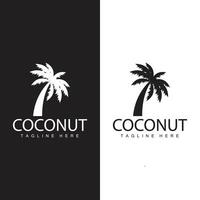 noix de coco arbre logo conception été plage plante paume arbre illustration modèle vecteur