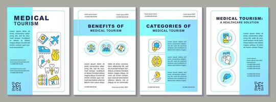 2d médical tourisme Créatif brochure modèle, brochure conception avec mince ligne Icônes, 4 vecteur mises en page.