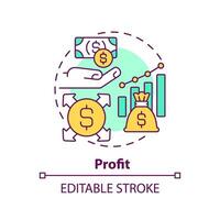 2d modifiable multicolore profit icône, Facile isolé vecteur, mince ligne illustration représentant en espèces couler gestion. vecteur