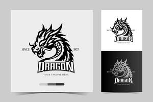 le logo pour dragon est montré dans noir et blanc vecteur