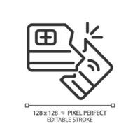 2d pixel parfait modifiable noir crédit croquer icône, isolé Facile vecteur, mince ligne illustration représentant économique crise. vecteur