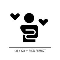 2d pixel parfait glyphe style soi se soucier icône, isolé vecteur, silhouette illustration représentant psychologie. vecteur