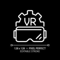 2d pixel parfait modifiable blanc vr des lunettes de protection icône, isolé vecteur, mince ligne illustration représentant vr, ar et m. vecteur