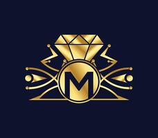 m lettre diamant luxe avec d'or Couleur entreprise logo conception vecteur