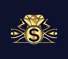 s lettre diamant luxe avec d'or Couleur entreprise logo conception vecteur