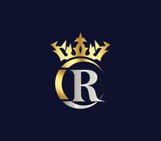 r lettre couronne luxe Royaume signe avec d'or Couleur entreprise logo conception vecteur