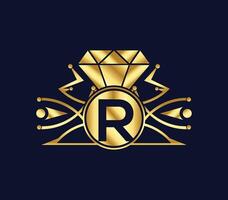 r lettre diamant luxe avec d'or Couleur entreprise logo conception vecteur